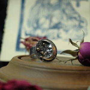 Moon silver ring