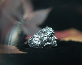 Greenman sterling silver ring green god pagan jewelry