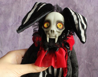 Creepy cute doll skull bunny elegant gothic doll