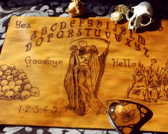 Handmade Ouija board  Death and the Maiden vintage style ouija gift