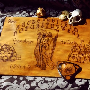 Handmade Ouija board  Death and the Maiden vintage style ouija gift