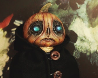 Pumpkin head creepy cute doll gothic Halloween doll