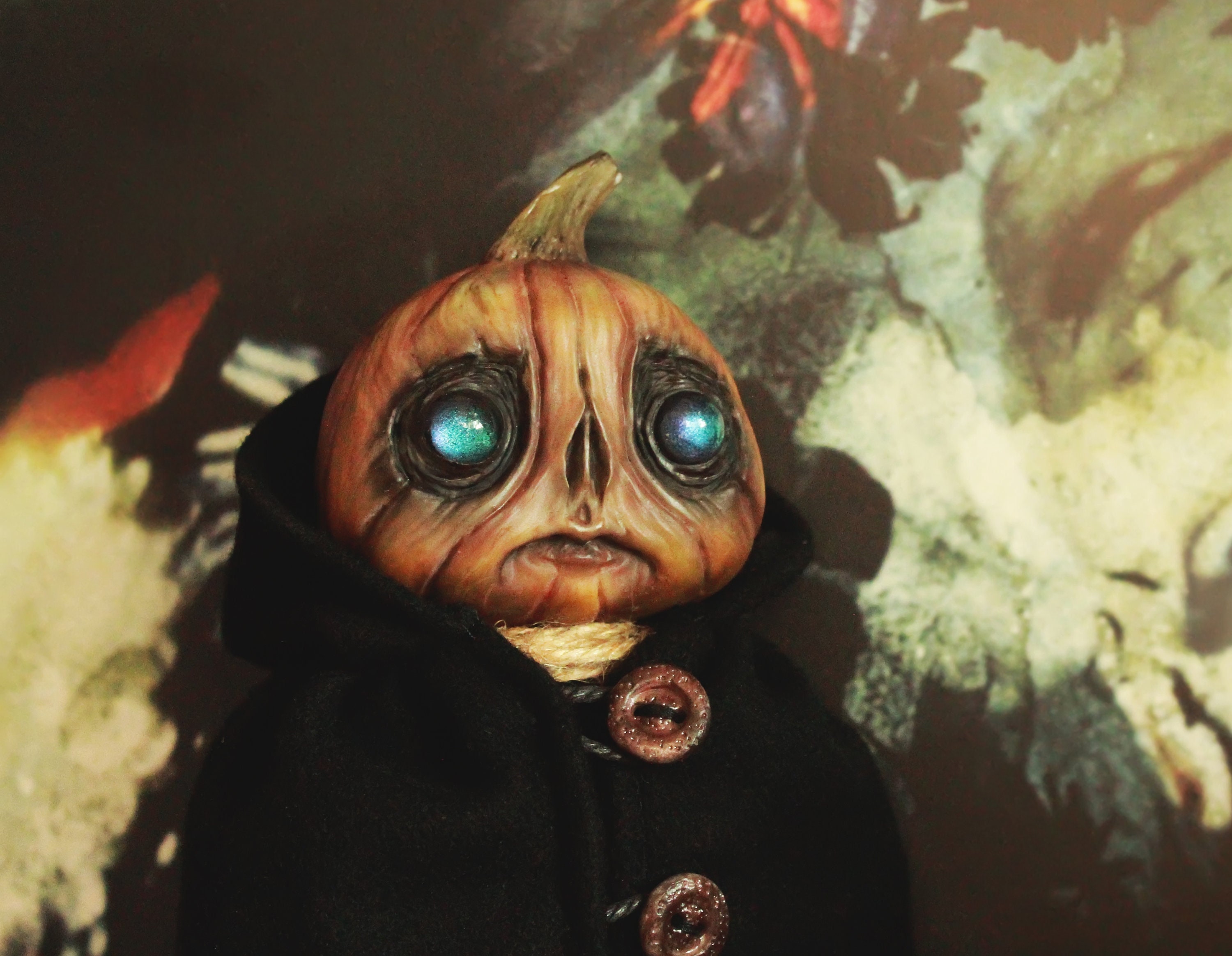 Halloween Fall Folk Art Joe Spencer Penelope Pumpkin Head