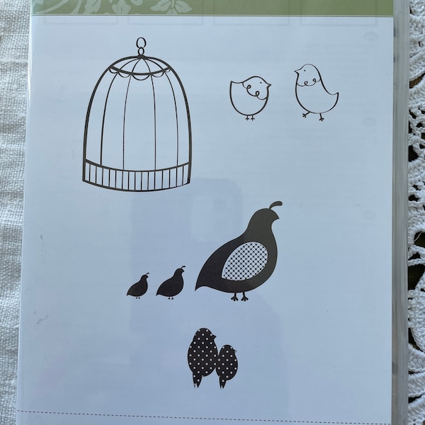 Stampin' Up, Flock Together, Set of 4, Rubber Stamps, Birds, Cage