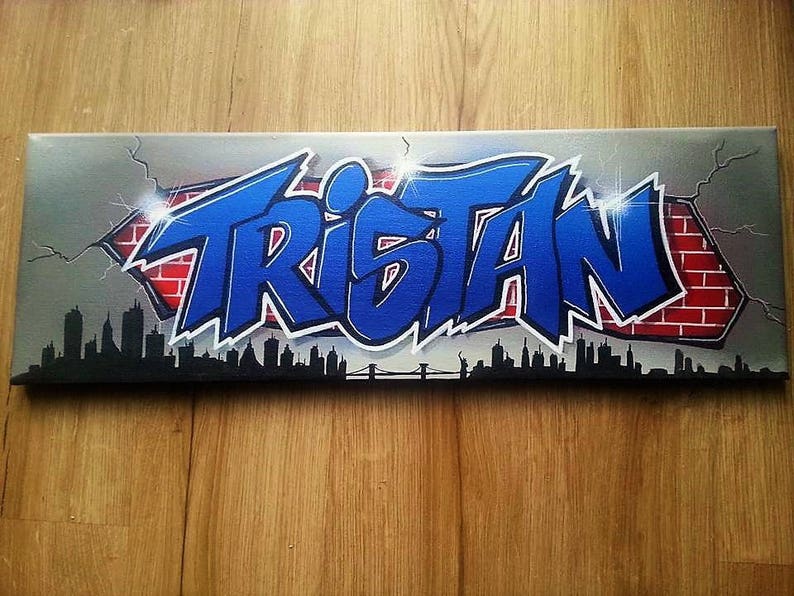 Tableau toile graffiti tag personnalisée street art déco new Etsy Tableau toile graffiti tag personnalisée street art déco new Etsy