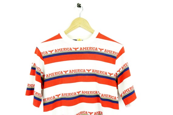 70s 80s Hang Ten Vintage AMERICA Striped T Shirt /