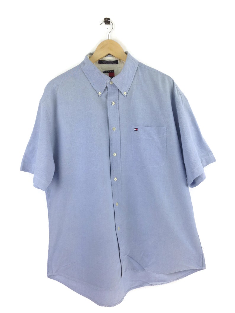 Tommy Hilfiger Blue Buttons Down Shirt Office Wear Work Wear Size Xl