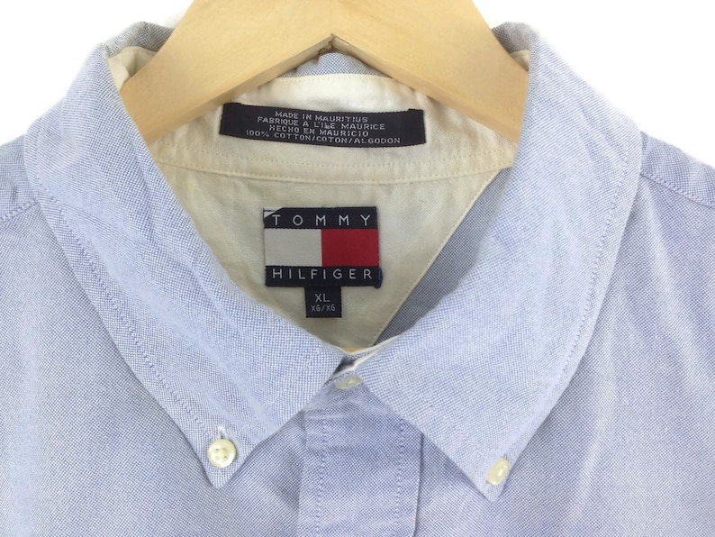 Tommy Hilfiger Blue Buttons Down Shirt Office Wear Work Wear Size Xl