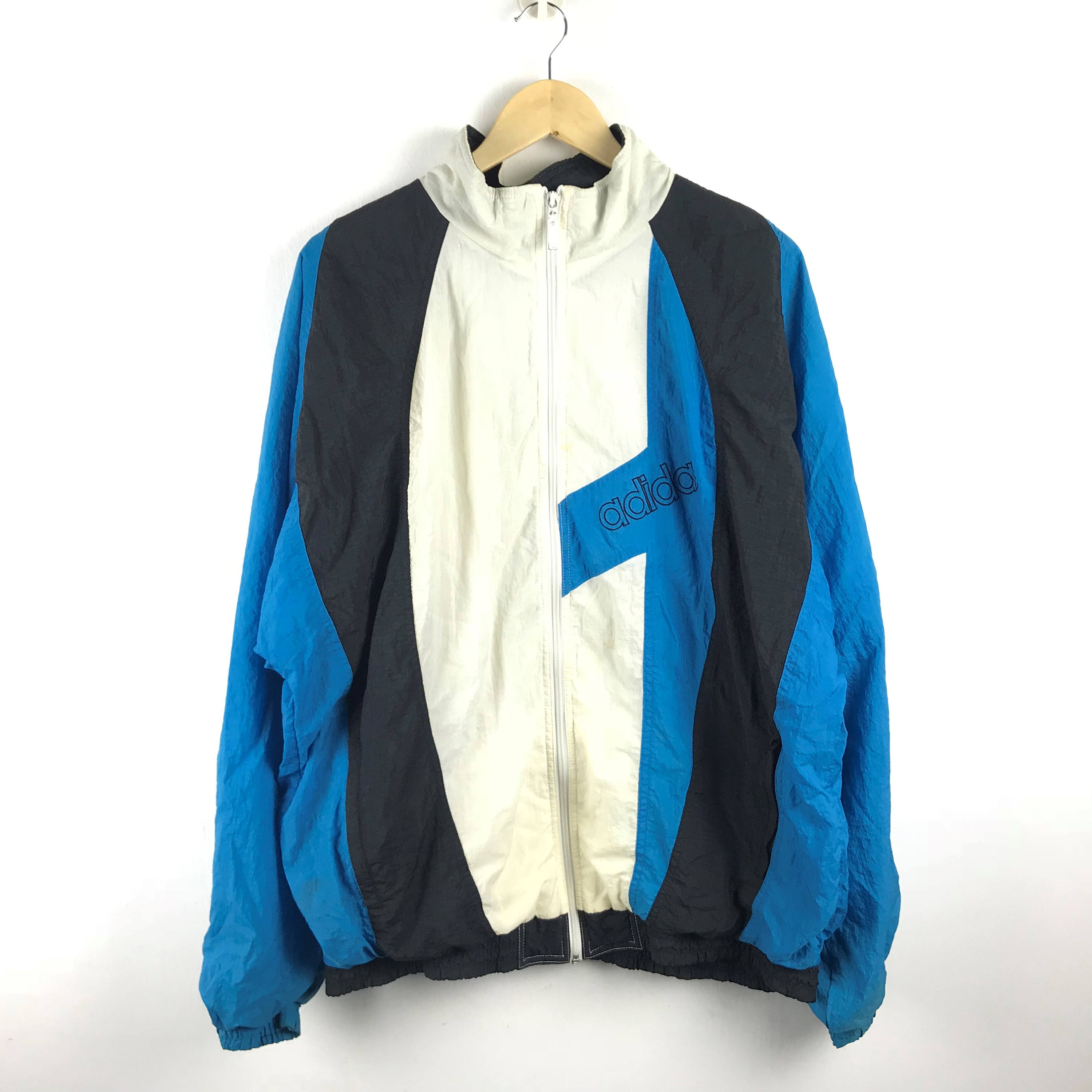 adidas trefoil jacket blue