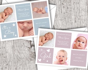 Personalised Photo THANK YOU Cards inc. envelopes - Flat Style - Baby/Child/Boy/Girl