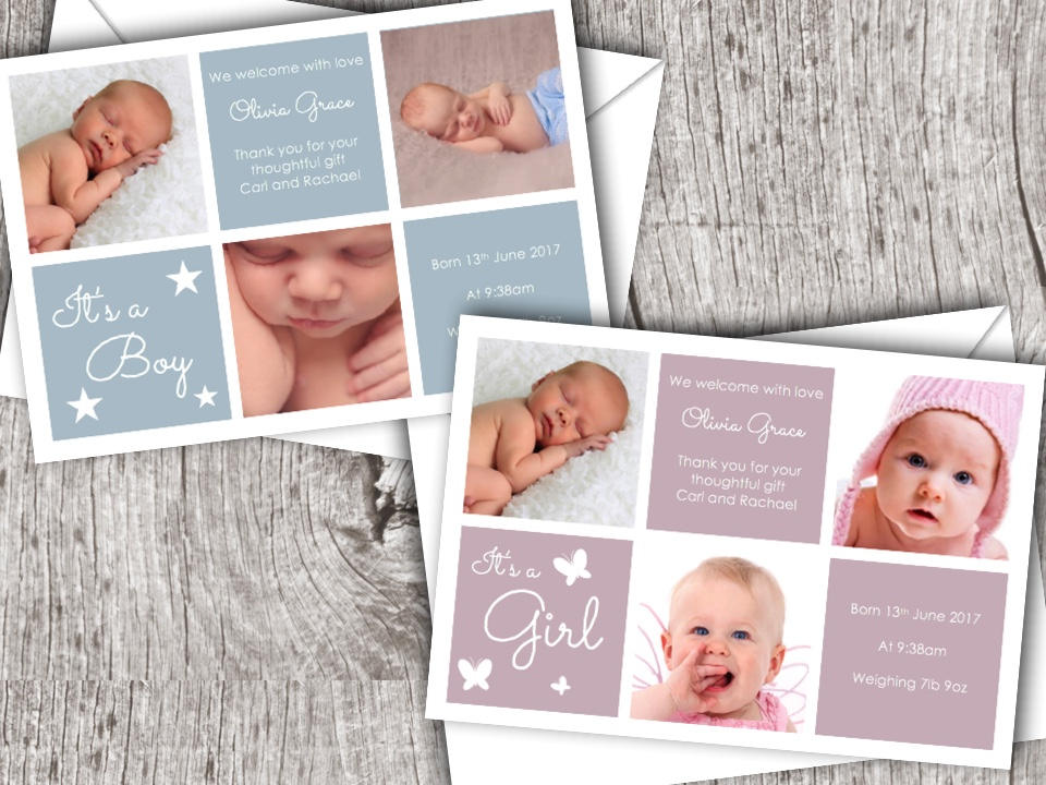 cheap personalised baby thank you cards