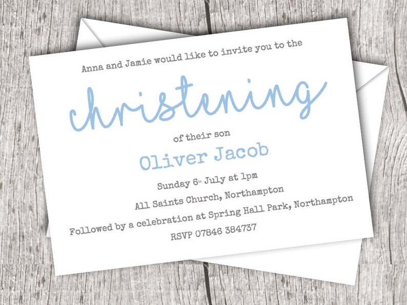 Printed Christening/baptism Invitations Inc. Envelopes Flat Etsy UK