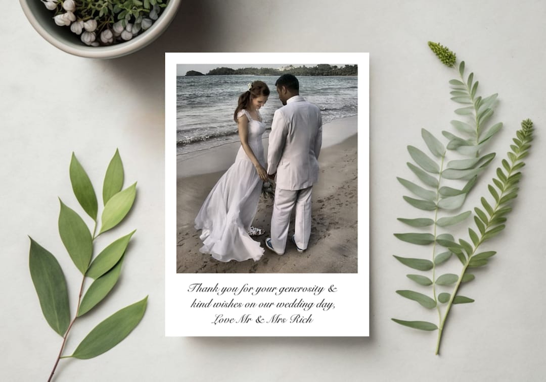 Personalised Wedding Photo THANK YOU Cards Inc. Envelopes - Flat Style ...