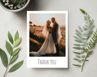 Personalised Photo Wedding THANK YOU Cards inc. envelopes - Flat Style - Polaroid Style