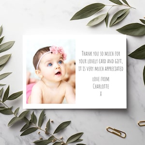 Personalised Photo THANK YOU Cards inc. envelopes - Flat Style - Baby/Child/Boy/Girl