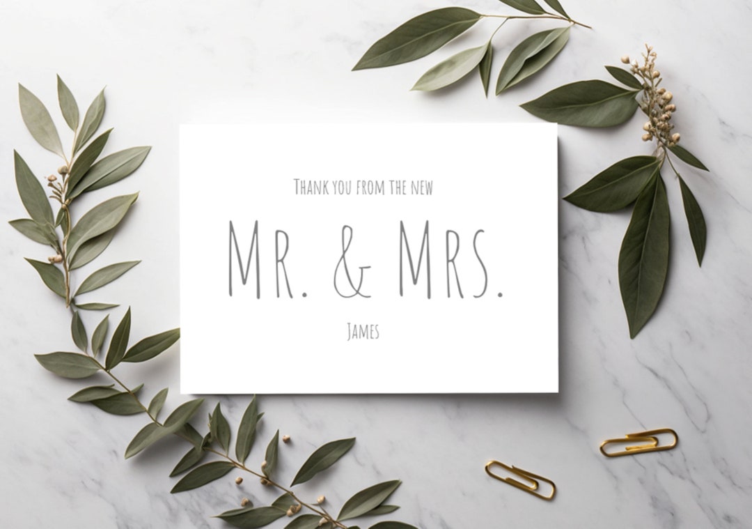 Printed Wedding Thank You Cards Inc. Envelopes - Folded - Personalised ...