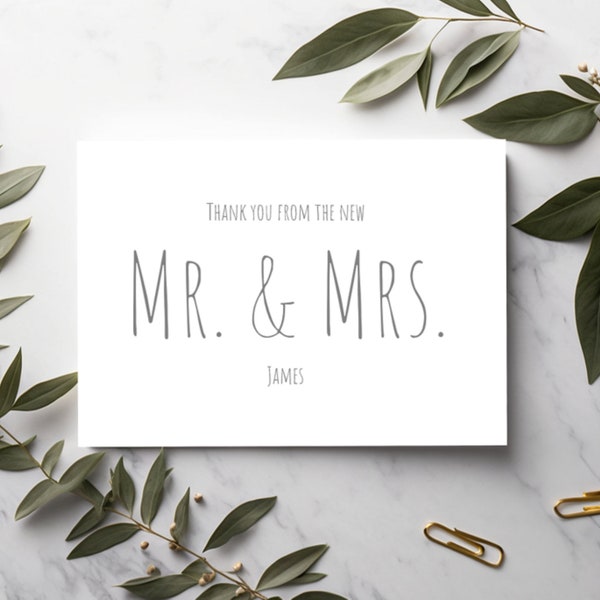Printed Wedding Thank You Cards inc. envelopes - Folded - Personalised