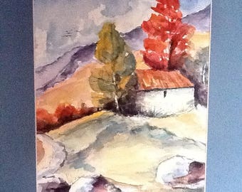 "les coteaux ": aquarelle inspirée par Guy Covelli