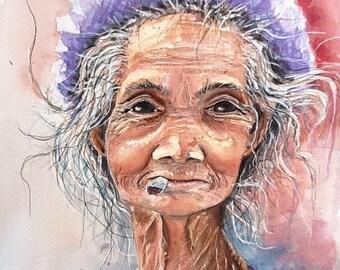 aquarelle portrait , originale de 40 par 50 cm