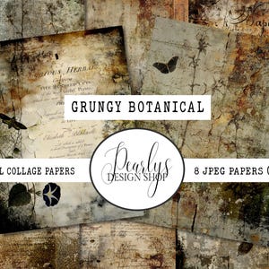 Grungy Botanical - digitaal papier - scheurvellen - achtergrondpagina's - voor tijdschriften, scrapbooking, collage, mixed media