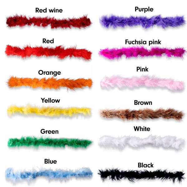 15 Gram 2 Yard Feather Boas - 12 Colors, Costume Feather Boa,Dance, Carnival, Burlesque, Showgirl, Halloween Theater Bridal DIY Craft Party