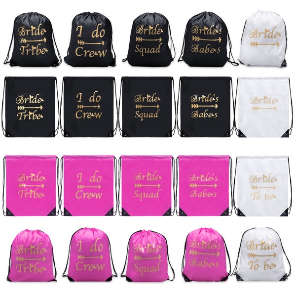 Personalized Drawstring Bags for Bridal Party, Bachelorette Party Favor, I Do Crew, Bride Squad, Bride’s Babes Custom Hangover Backpack Gift