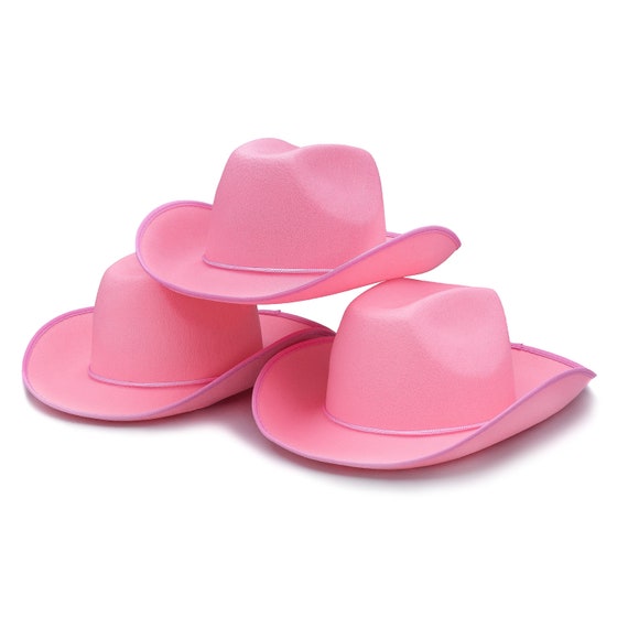 Pinker CowboyHut, Western Junggesellinnenabzug, Sommer breit Krempe Hut,  Filz Braut Cowgirl Mütze, Hochzeitsbegünstigungen, Geburtstag, Rodeo Party  Dekor -  Schweiz