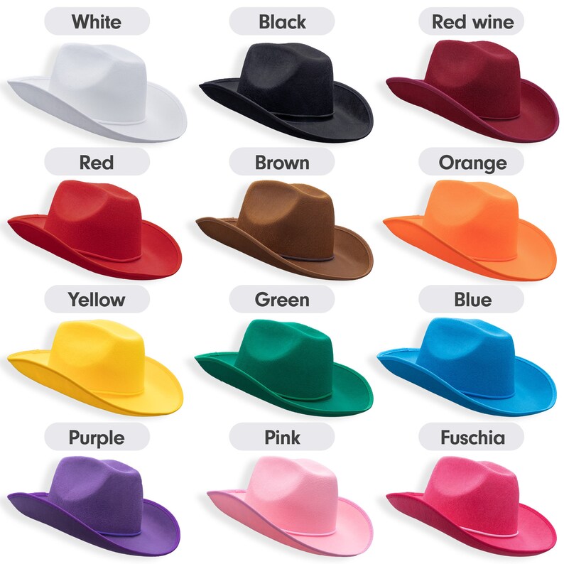 Plain Cowboy Hat, Summer Hat, Western Bachelorette Party, Beach, Pool Party, Birthday, Wedding, Bride Cowgirl Hat, White Pink & Black
