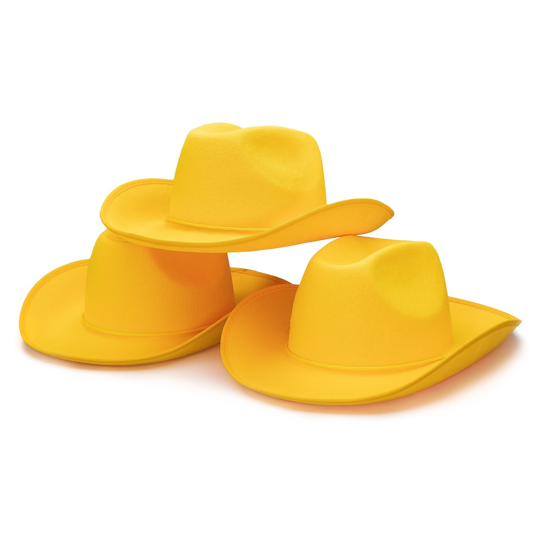 Bulk Yellow Cowboy Hat Western Bachelorette Party, Summer Wide Brim Hat