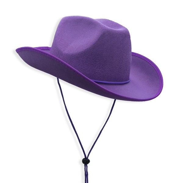 Plain purple Cowboy Hat, Summer Hat, Country Western Bachelorette Gifts, Felt Wide Brim Hat, Bride Cowgirl Hat, Wedding, Rodeo Party Decor