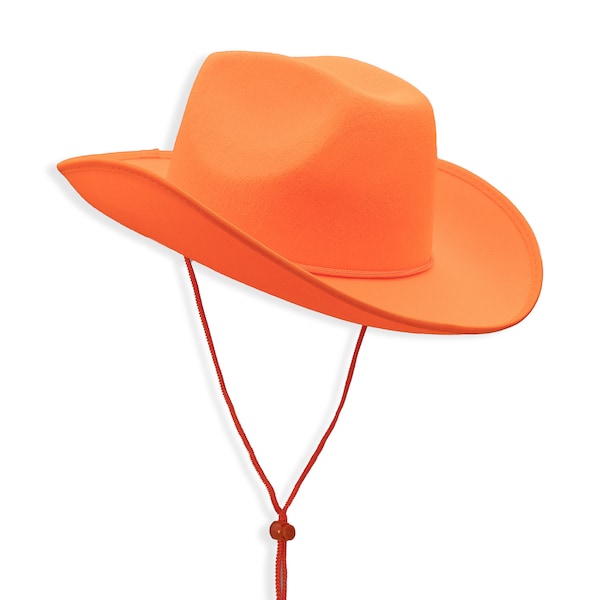 Plain orange Cowboy Hat, Summer Hat, Country Western Bachelorette Gifts, Felt Wide Brim Hat, Bride Cowgirl Hat, Wedding, Rodeo Party Decor