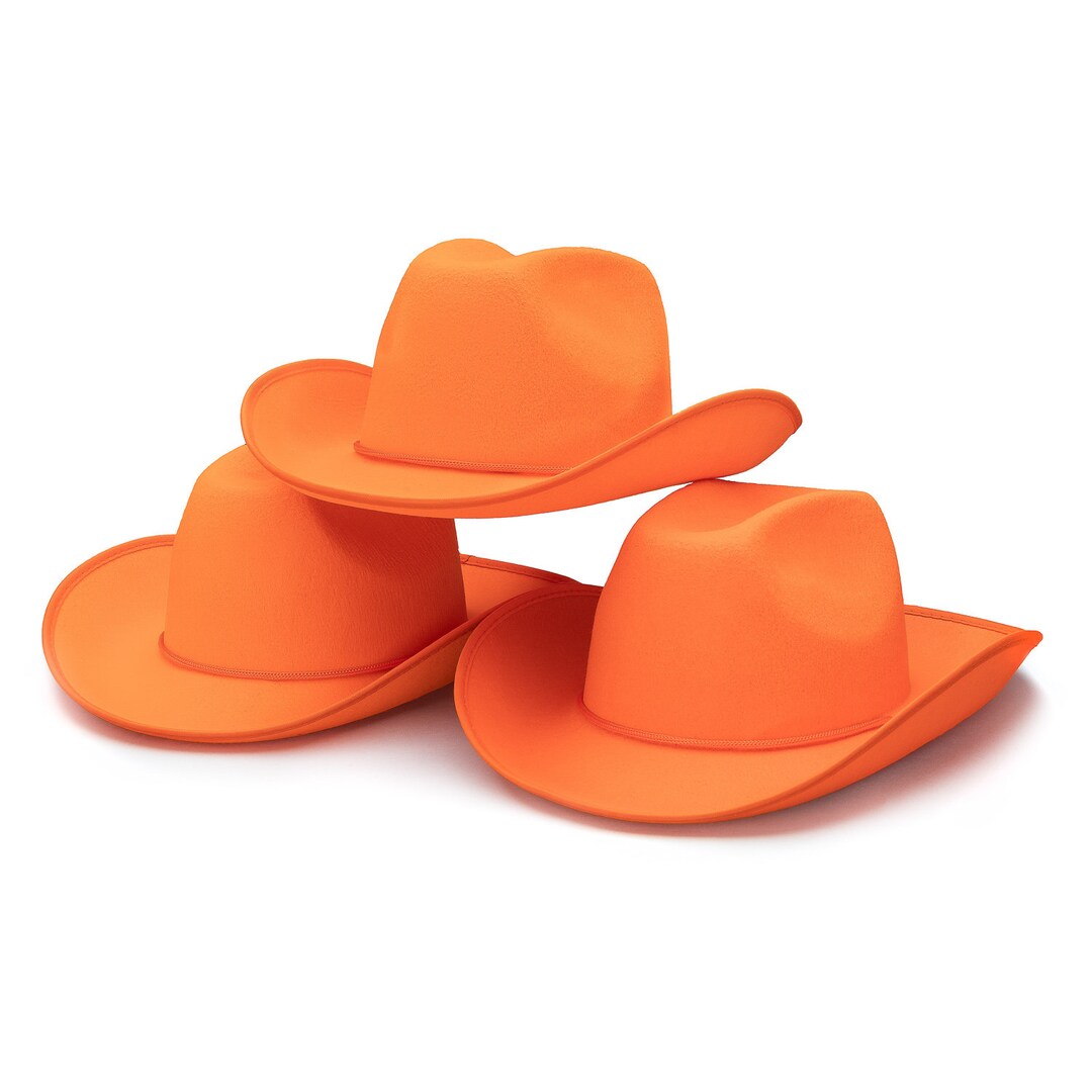 Bulk Orange Cowboy Hat Western Bachelorette Party, Summer Wide Brim Hat