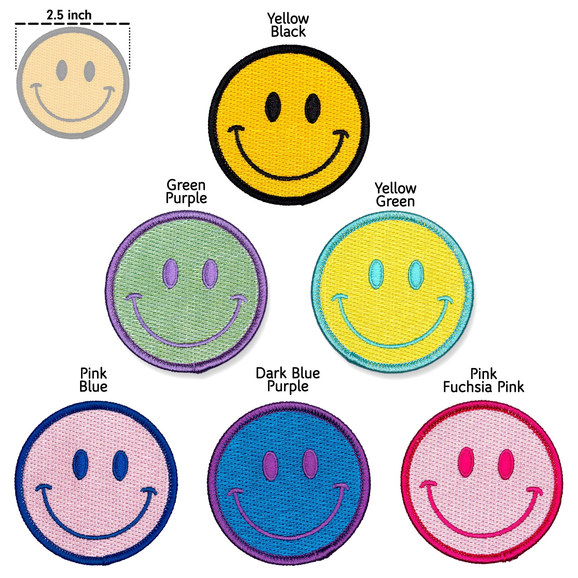 1 Smiley Faces Iron On Patches 3ct by hildie & jo