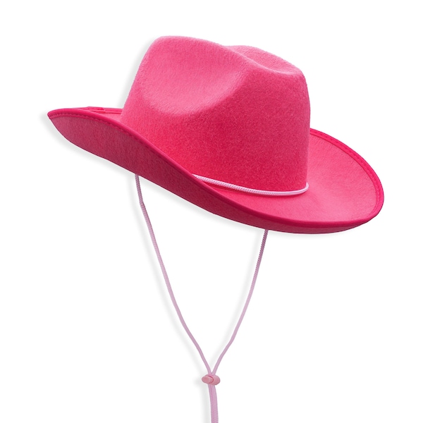 Plain fuchsia pink, hot pink Cowboy Hat,Country Western Bachelorette Gifts, Felt Wide Brim Hat, Bride Cowgirl Hat, Wedding,  Party Decor