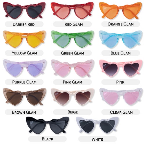 Clcnsusilk 16 Pairs Bachelorette Party Favors Heart Shaped Sunglasses Party Decorations Bridesmaid Proposal Gifts For Women Girls (16