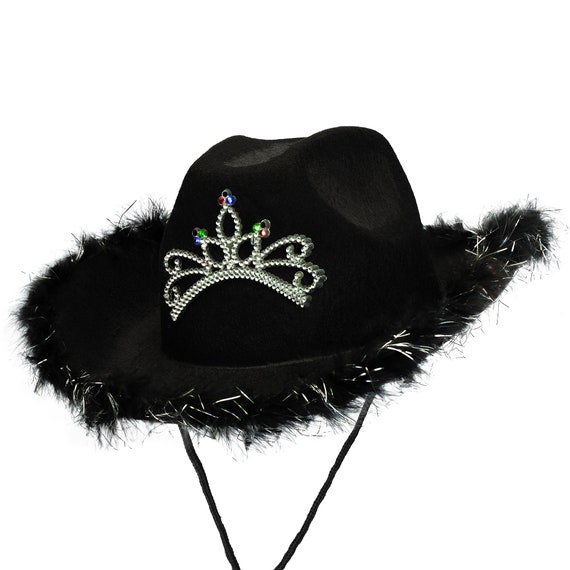 Sombrero iluminado negro con tiara plumas sombrero - Etsy España