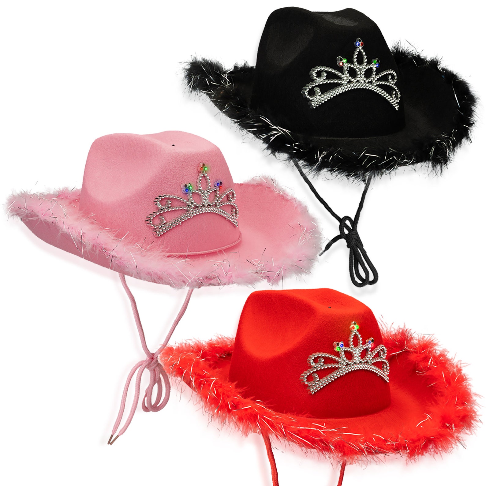 Adult Light up Cowboy Hat with Tiara and Feathers Cowgirl Hat Etsy