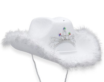 White Light up Cowboy Hat With Tiara 