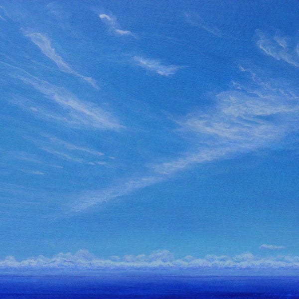 Ocean Sky, Ozean, Meer, Wolken, Himmel, Gemälde Acryl, 24x18cm, original Malerei, Handarbeit