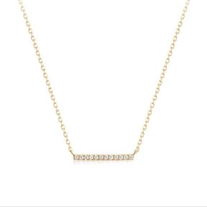 Lepos 14k Gelbgold Diamant Bar Halskette