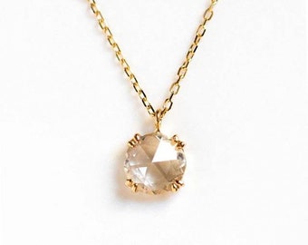 Lepos 14k Solid Yellow Gold Natural Citrine Gemstone pendant necklace