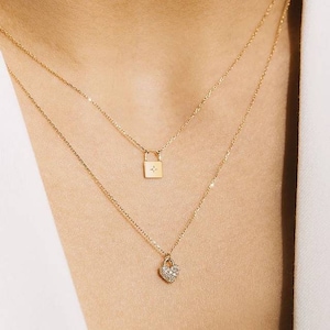 Lepos 18k Solid Yellow Gold Diamond Padlock necklace