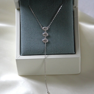 Lepos 925 Sterling Silber 18k Gelbgold Finished / Rhodium Finished Lariat Halskette