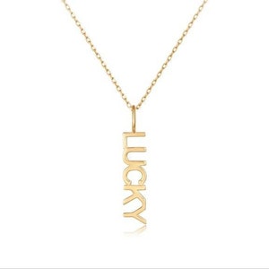 Colar inicial LUCKY em ouro amarelo maciço 14k da Lepos