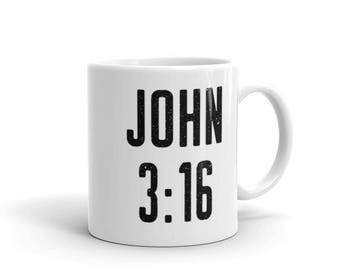 John 3:16 Coffee Mug, Bible Verse Home Decor, Catholic Adult Baptism Gift, Baptism RCIA Confirmation Graduation, Missionary Gift Deacon