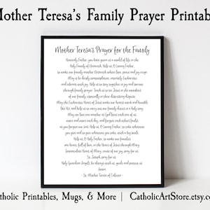 Mother Teresa&#39;s Prayer for the Family, Saint Teresa of Calcutta Prayer, Catholic Printable, Prayer Wall Art, Religious Home Decor, Nun
