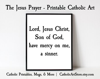 The Jesus Prayer, Catholic Mercy Prayer, Catholic Confession Prayer, DIY Catholic Home Altar, Bedroom Decor, Convent Decor, Rectory Art