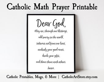 Math Prayer, Catholic School Math Teacher Gift, Catholic School Classroom, Children&#39;s Home Prayer Art, Homeschool Test Wall Decor Lector