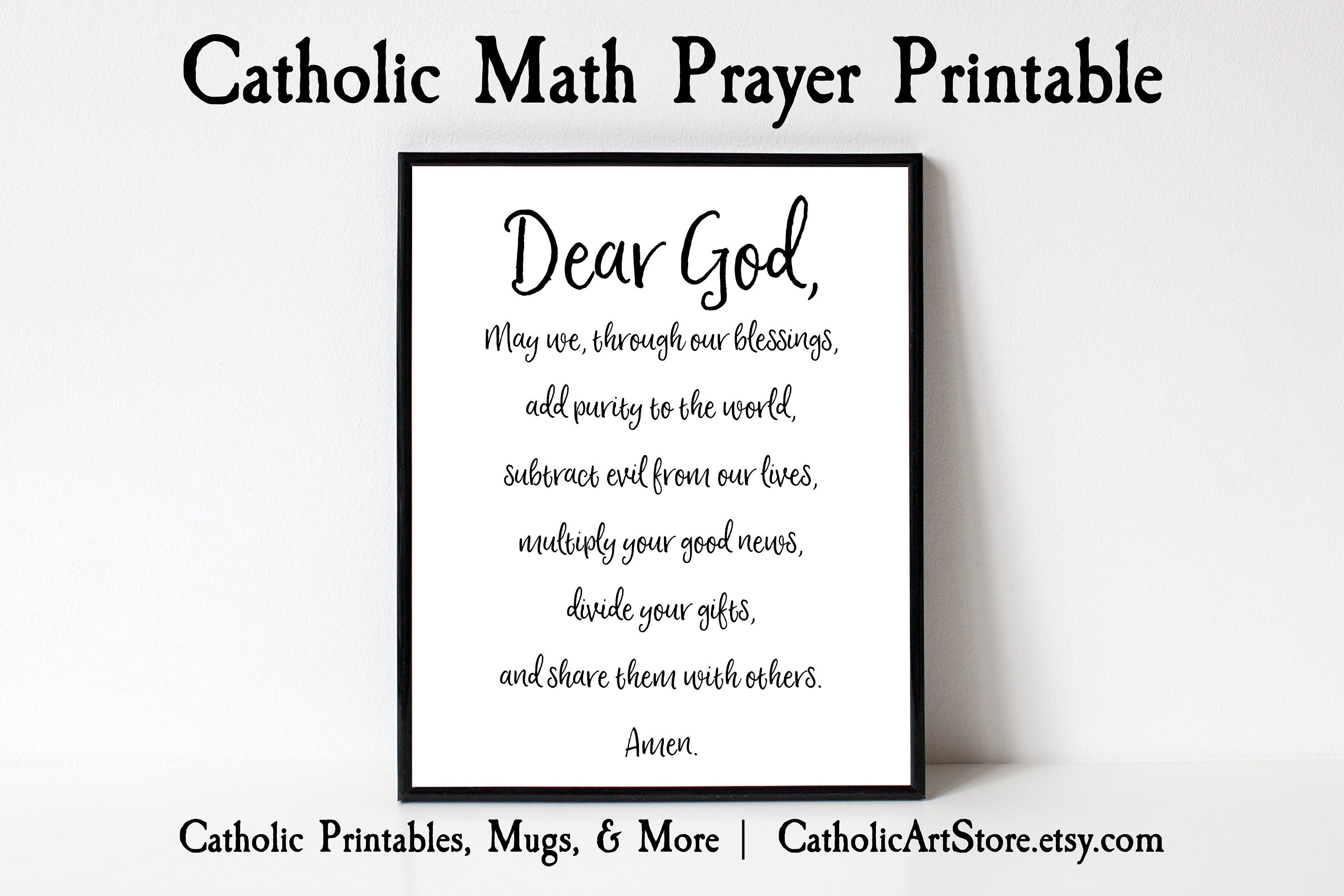Math Prayer, Catholic School Math Teacher Gift, Catholic School