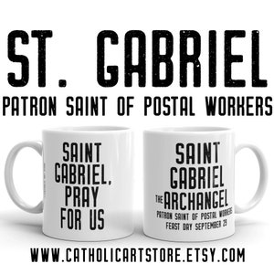 San Gabriel Arcángel Ruega por Nosotros Mug, Santo Patrón de los Trabajadores Postales, Regalo Católico de Gracias, Cartero Conductor de Entrega USPS Regalo